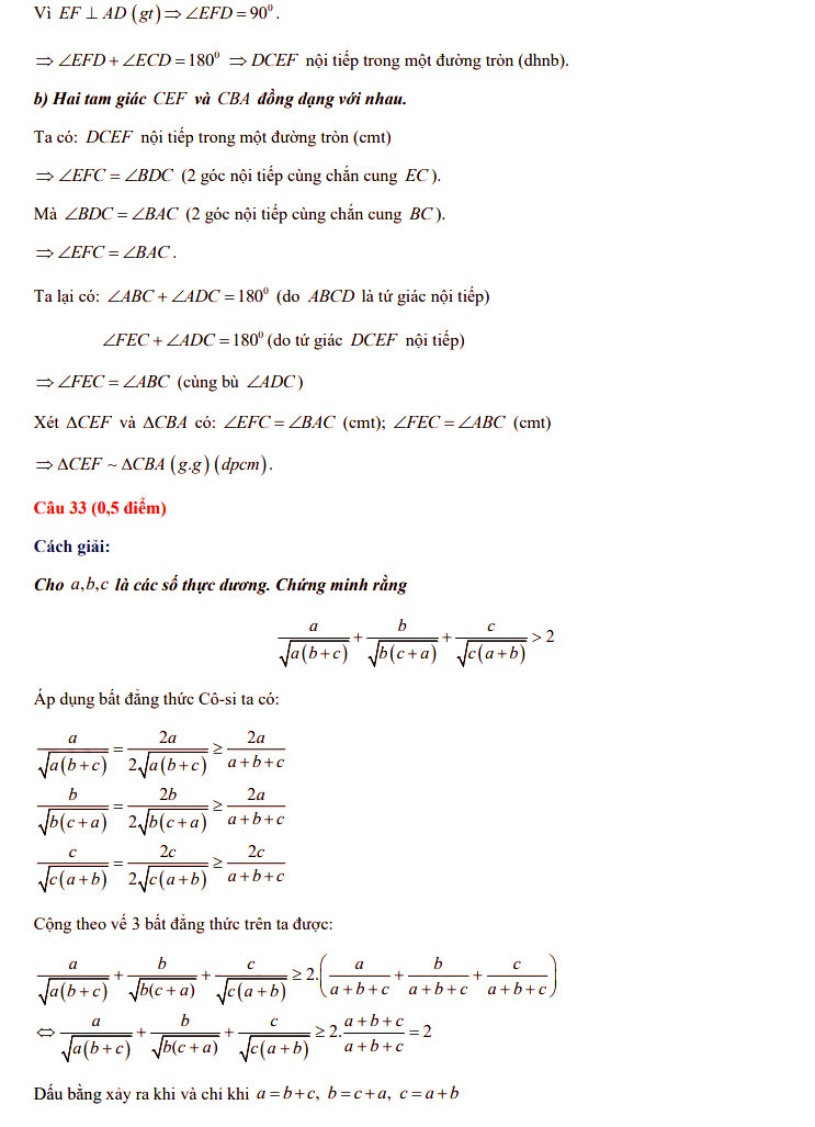 Đáp án đề thi tuyển sinh lớp 10 môn Toán Cao Bằng 2021