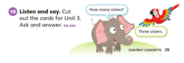 Giải Tiếng Anh lớp 1 Unit 3 Lesson Content Concepts SGK