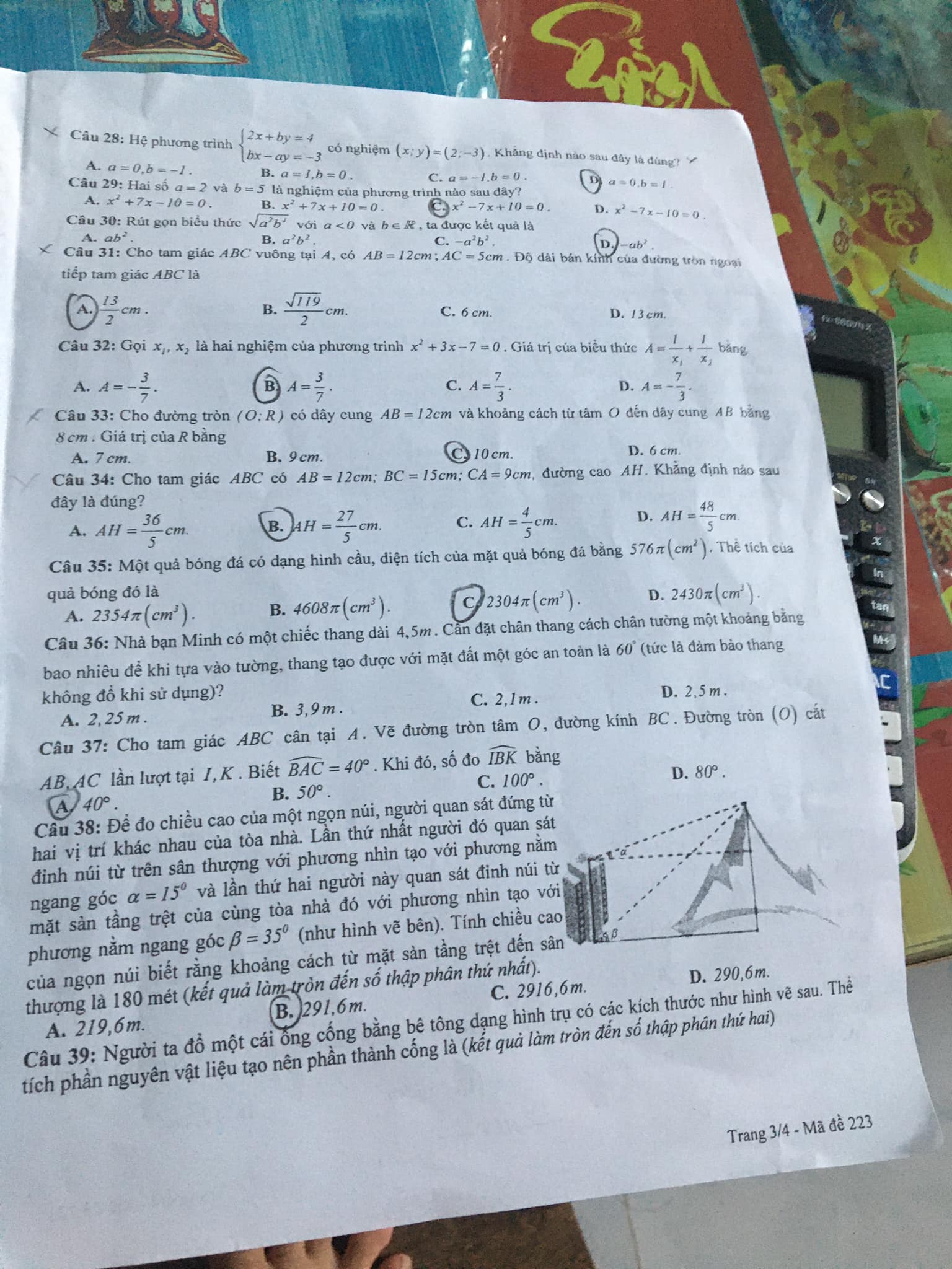 Đề mã 223 thi vào 10 Hưng Yên