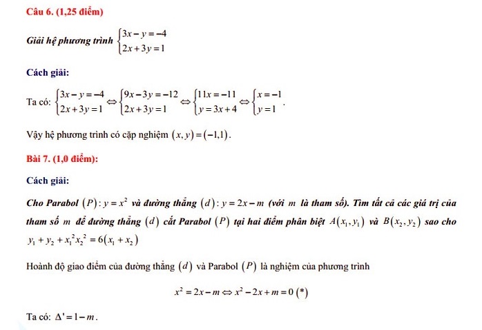 Đáp án đề thi tuyển sinh lớp 10 môn Toán Vĩnh Phúc 2021