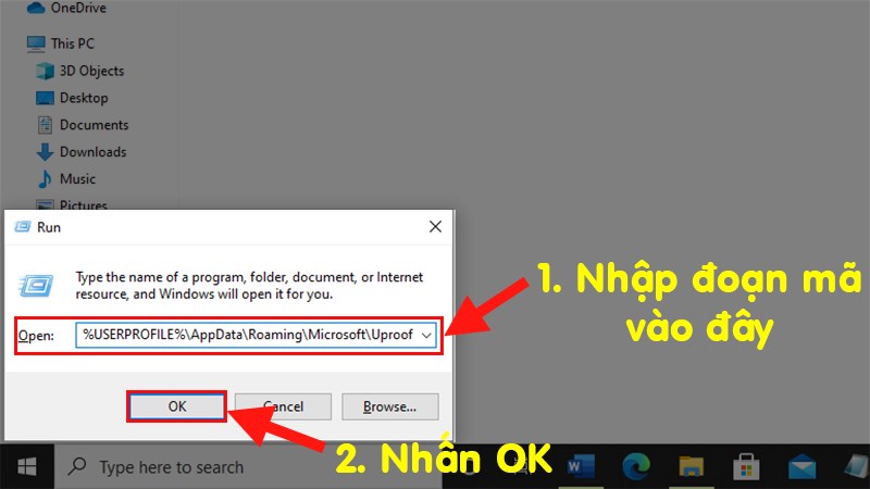 Copy file vừa được giải nén > Nhấn tổ hợp phím Windows + R để mở chức năng Run > Nhập đoạn mã bên dưới vào phần Open > Nhấn Run