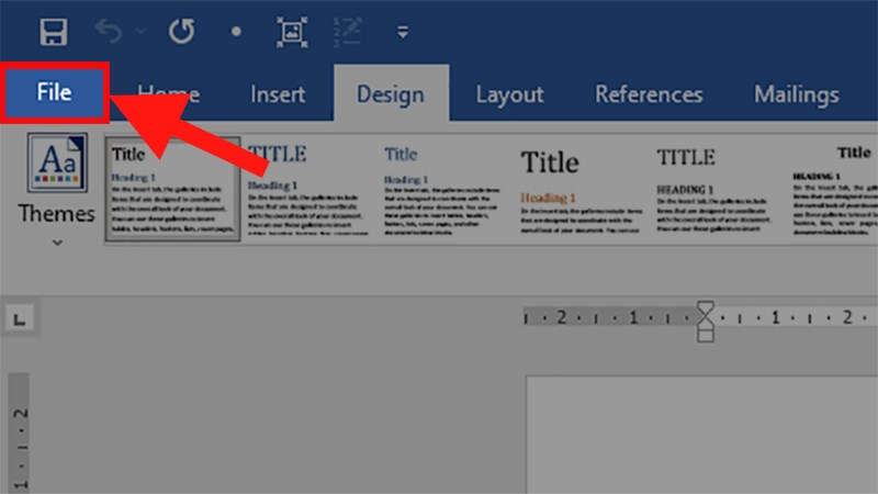 Mở 1 file Word bất kỳ > Chọn thẻ File