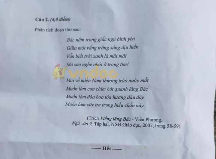 Đề thi vào lớp 10 môn Văn tỉnh Phú Yên năm 2021