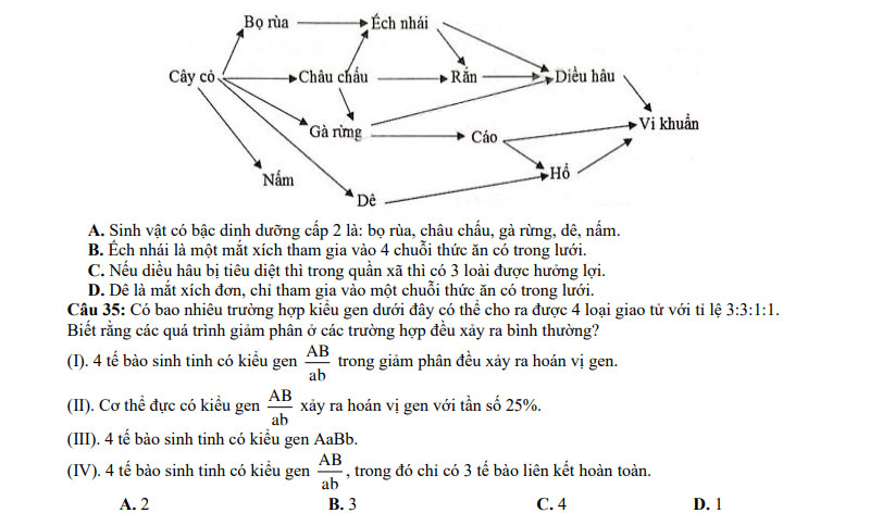 Đề thi thử tốt nghiệp THPT môn Sinh 2021