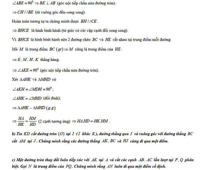 Đáp án đề thi vào lớp 10 THPT Chuyên - Nghệ An môn Toán 2021