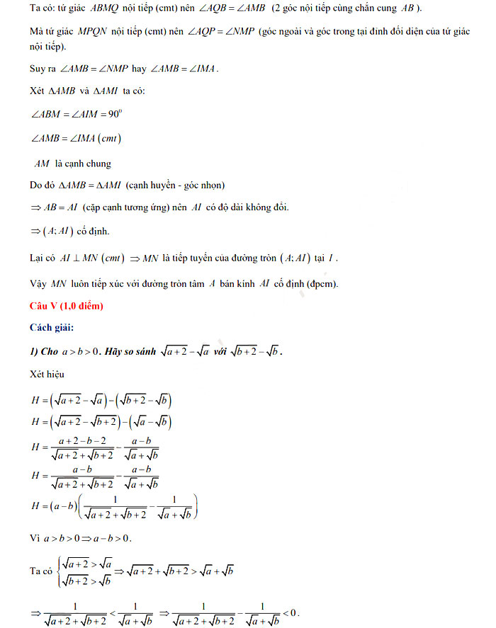 Đáp án đề thi tuyển sinh lớp 10 môn Toán các Trường PT DTNT Hòa Bình năm 2021