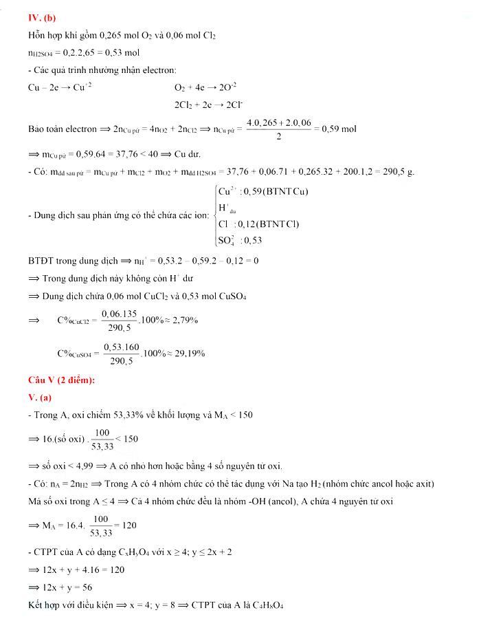 Đề thi vào lớp 10 chuyên KHTN năm 2021 môn Hóa