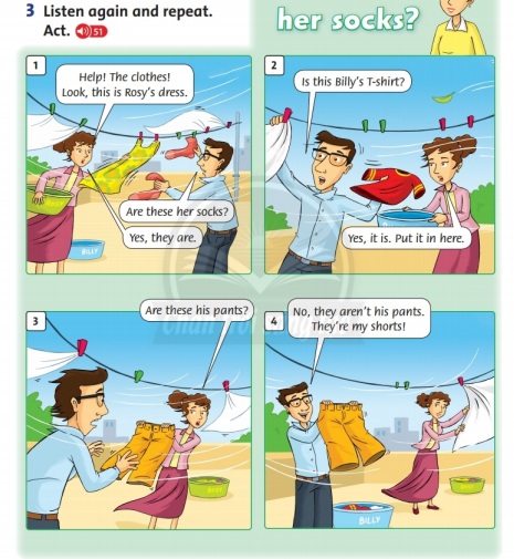 Giải Tiếng Anh lớp 2 Unit 3: Are these his pants? - Lesson 6