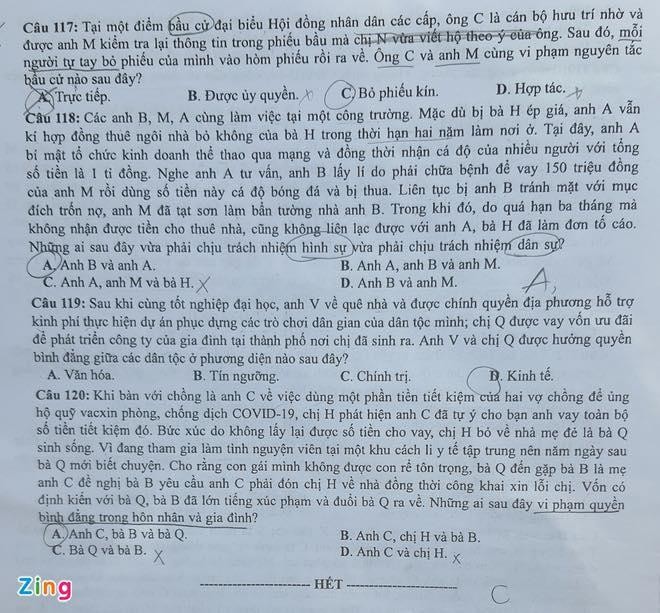 Đề GDCD THPT Quốc Gia 2021