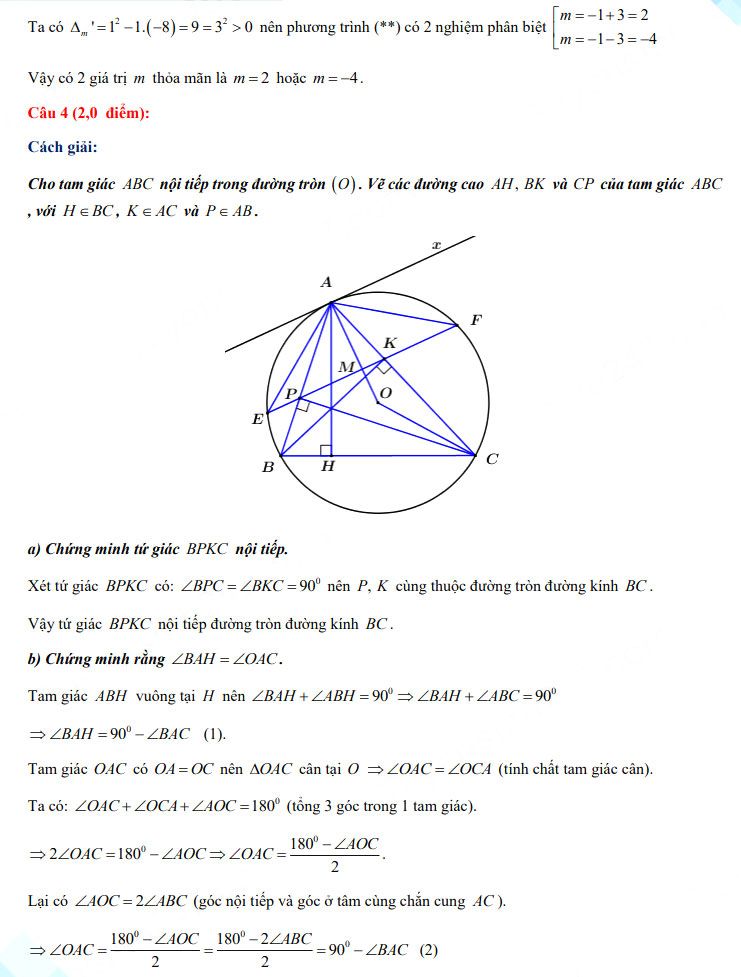 Đáp án đề thi vào lớp 10 năm 2021 tỉnh Hậu Giang môn Toán