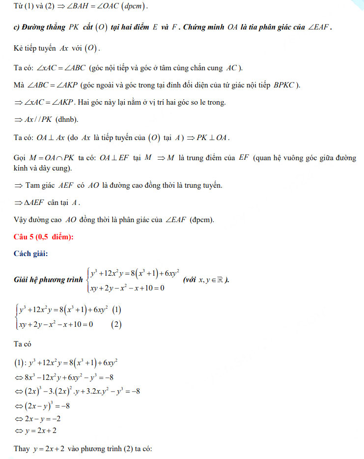 Đáp án đề thi vào lớp 10 năm 2021 tỉnh Hậu Giang môn Toán