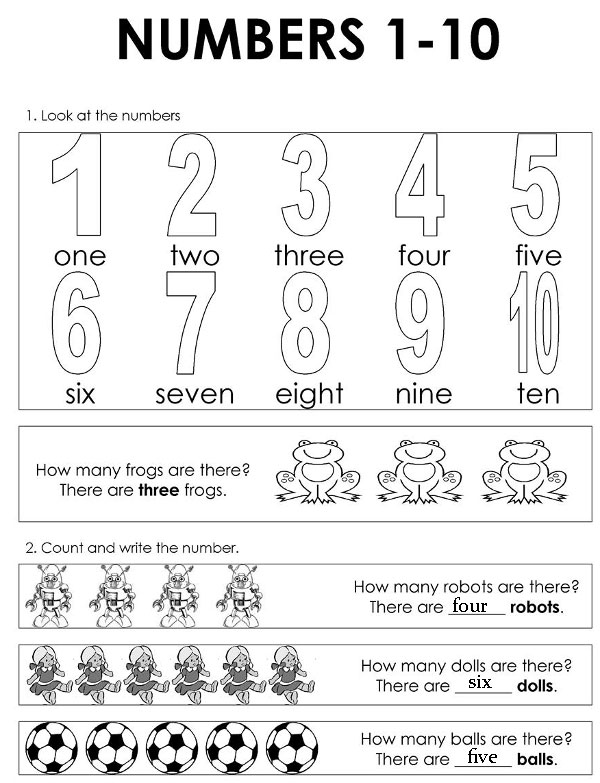 Bài tập tiếng Anh trẻ em: Number có đáp án