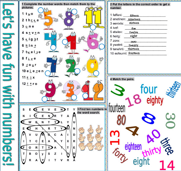 Bài tập tiếng Anh trẻ em: Number có đáp án