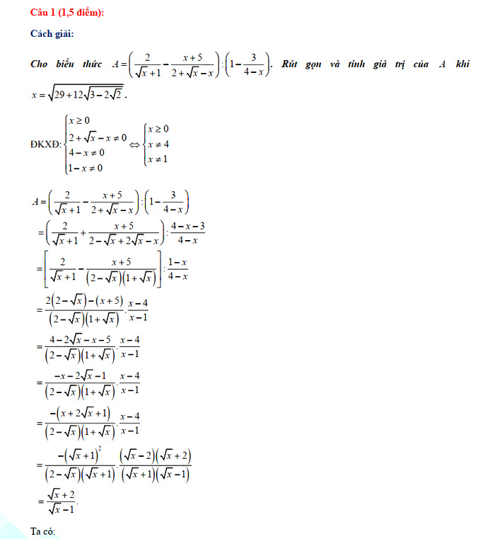 Đáp án đề thi vào lớp 10 môn Toán chuyên Thái Nguyên năm 2021