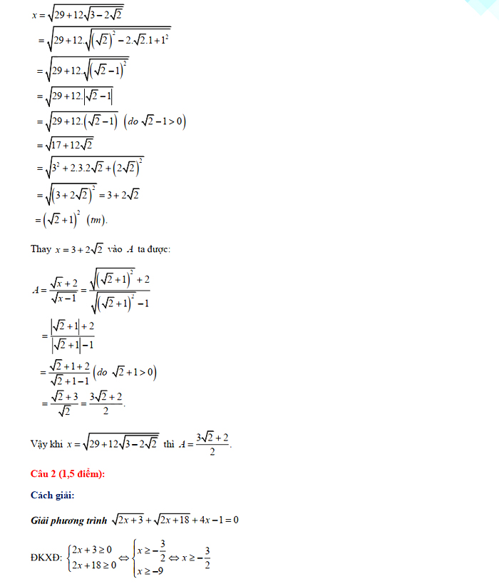 Đáp án đề thi vào lớp 10 môn Toán chuyên Thái Nguyên năm 2021