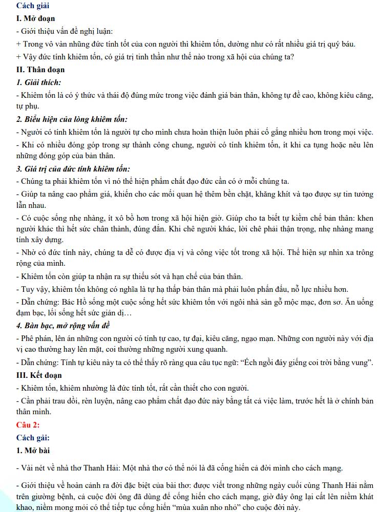 Đáp án đề thi vào lớp 10 THPT Chuyên - môn Văn tỉnh Cà Mau 2021