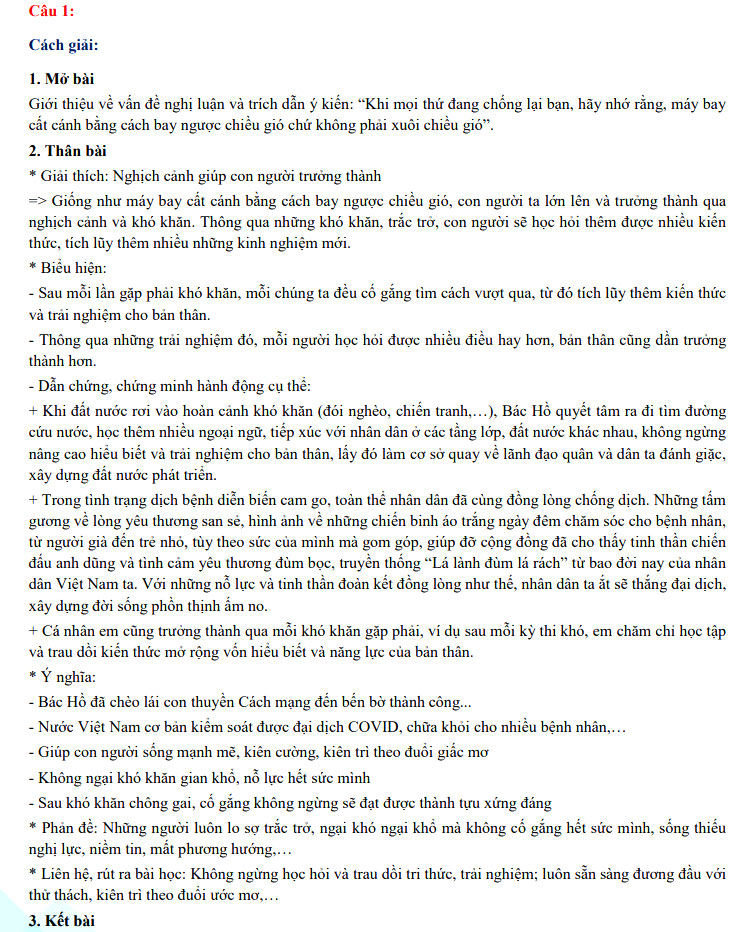 Đáp án đề thi vào lớp 10 môn Văn chuyên - Thái Nguyên 2021