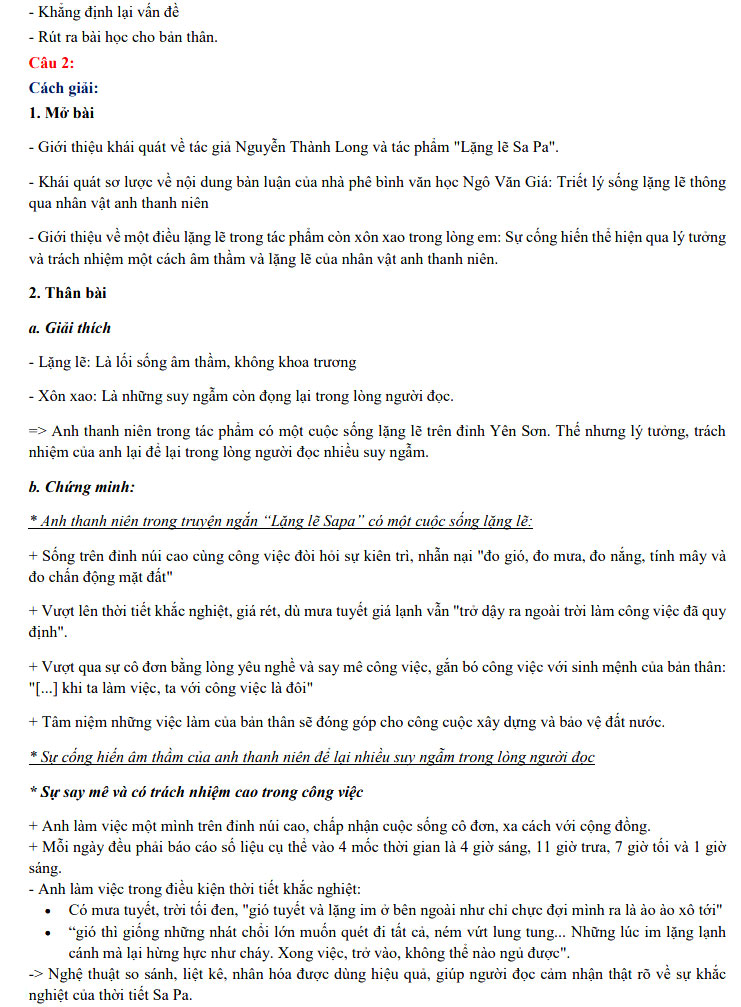 Đáp án đề thi vào lớp 10 môn Văn chuyên - Thái Nguyên 2021