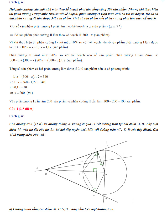 Đáp án đề thi tuyển sinh lớp 10 môn Toán Chuyên Hà Giang năm 2021