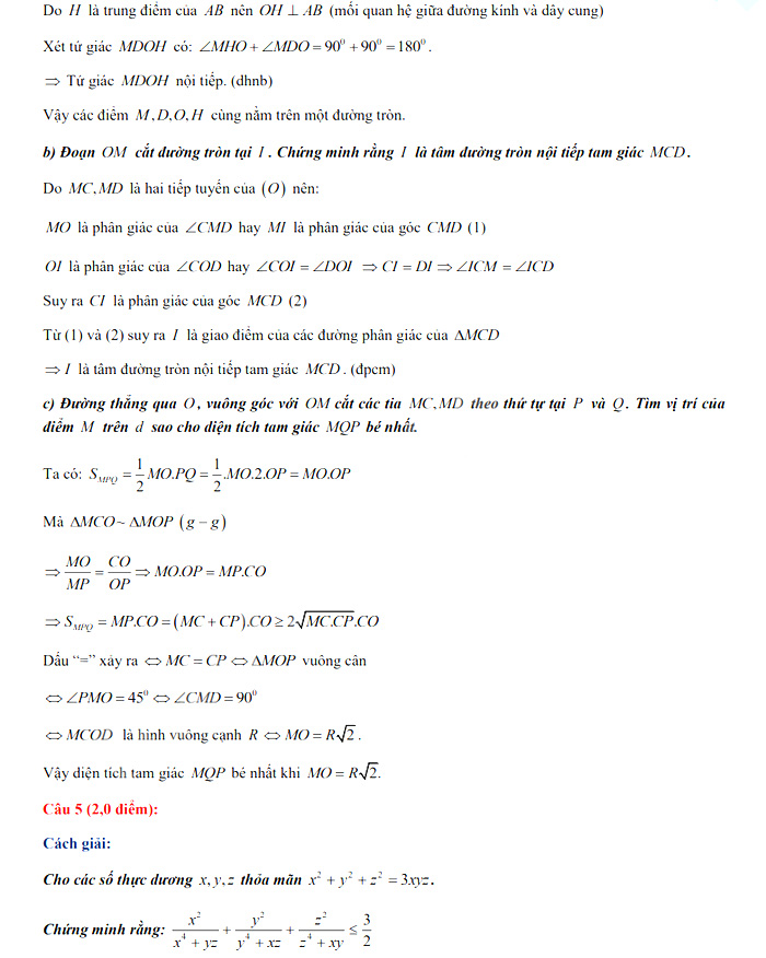 Đáp án đề thi tuyển sinh lớp 10 môn Toán Chuyên Hà Giang năm 2021