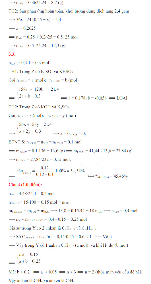 Đáp án đề thi vào lớp 10 tỉnh Bình Phước môn Hóa Chuyên 2021