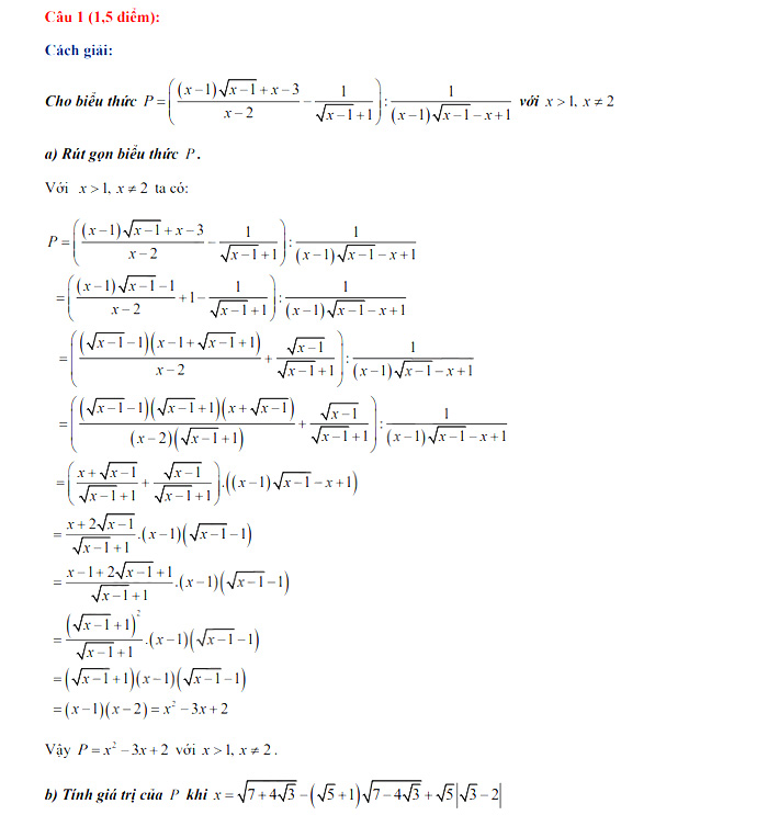 Đáp án đề thi vào lớp 10 năm 2021 môn Toán Chuyên - TP Cần Thơ