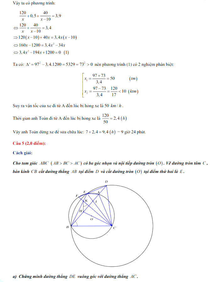 Đáp án đề thi vào lớp 10 năm 2021 môn Toán Chuyên - TP Cần Thơ