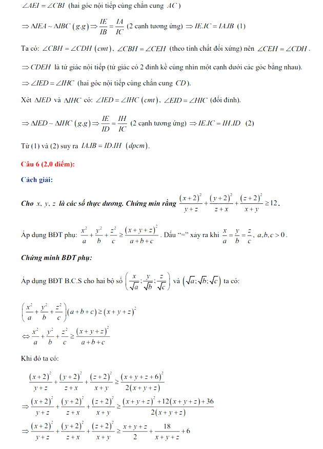 Đáp án đề thi vào lớp 10 năm 2021 môn Toán Chuyên - TP Cần Thơ