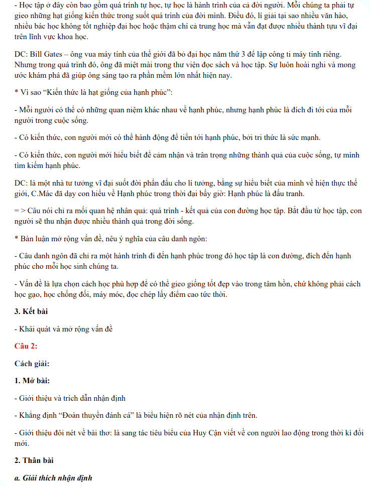 Đáp án đề thi vào lớp 10 môn Văn chuyên - Tây Ninh năm 2021