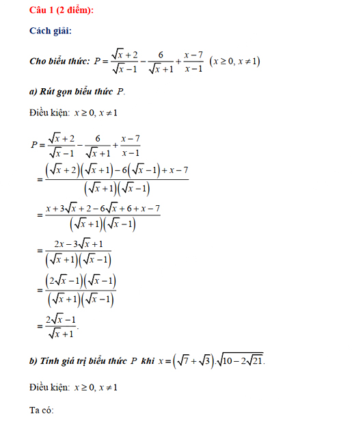 Đáp án đề thi vào lớp 10 THPT Chuyên Thái Bình môn Toán 2021