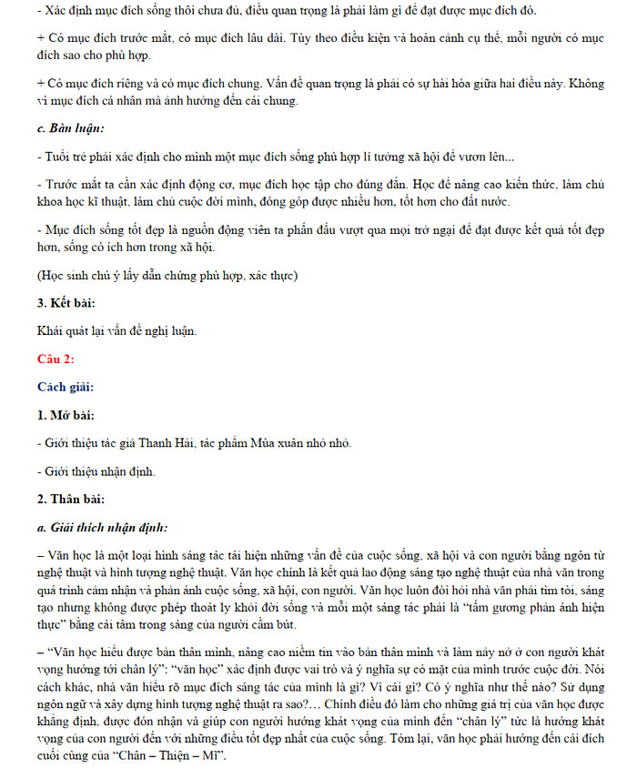 Đáp án đề thi vào lớp 10 môn Văn Chuyên tỉnh Hòa Bình năm 2021