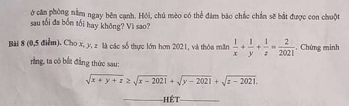 Đề thi tuyển sinh lớp 10 môn Toán Chuyên tỉnh Kiên Giang năm 2021