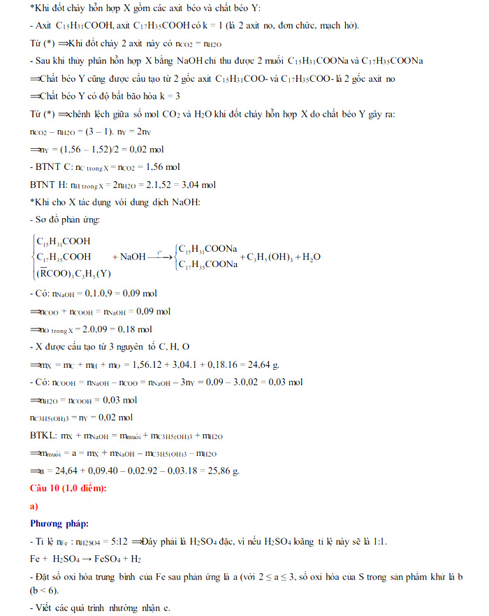 Đáp án đề thi vào lớp 10 môn Hóa chuyên Hà Tĩnh 2021