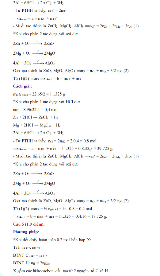 Đáp án đề thi vào lớp 10 môn Hóa chuyên Hà Tĩnh 2021