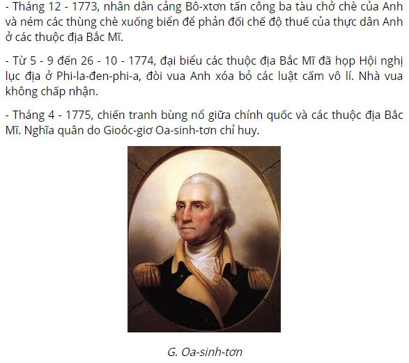 Cuộc chiến tranh giành độc lập của các thuộc địa Anh ở Bắc Mĩ diễn ra như thế nào?