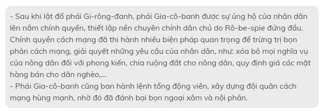 Em có nhận xét gì về các biện pháp của chính quyền Gia-cô-banh?