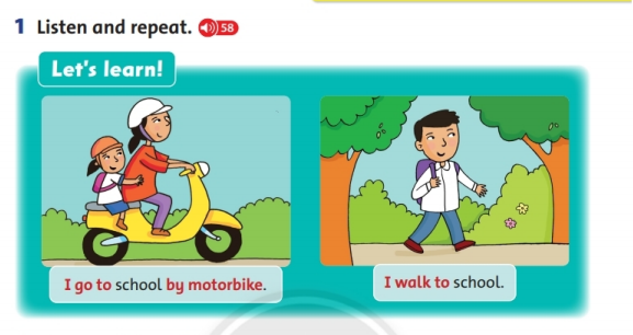 Giải Tiếng Anh lớp 2 Unit 4: I go to school by bus - Lesson 2 SGK