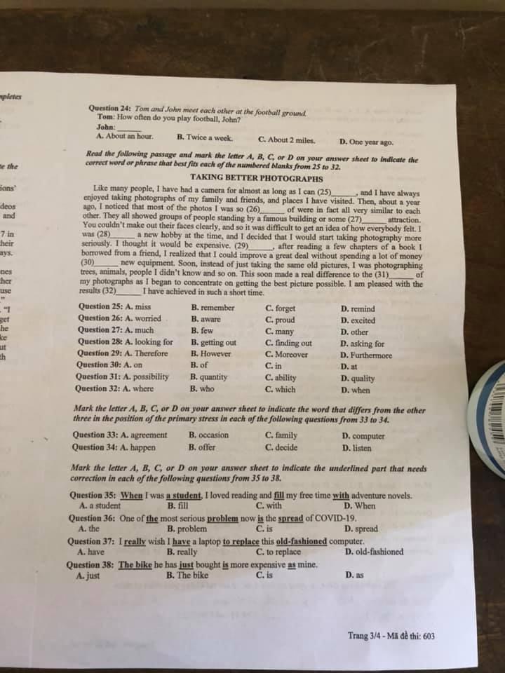 Đáp án đề thi vào lớp 10 môn tiếng Anh Thừa Thiên Huế 2021
