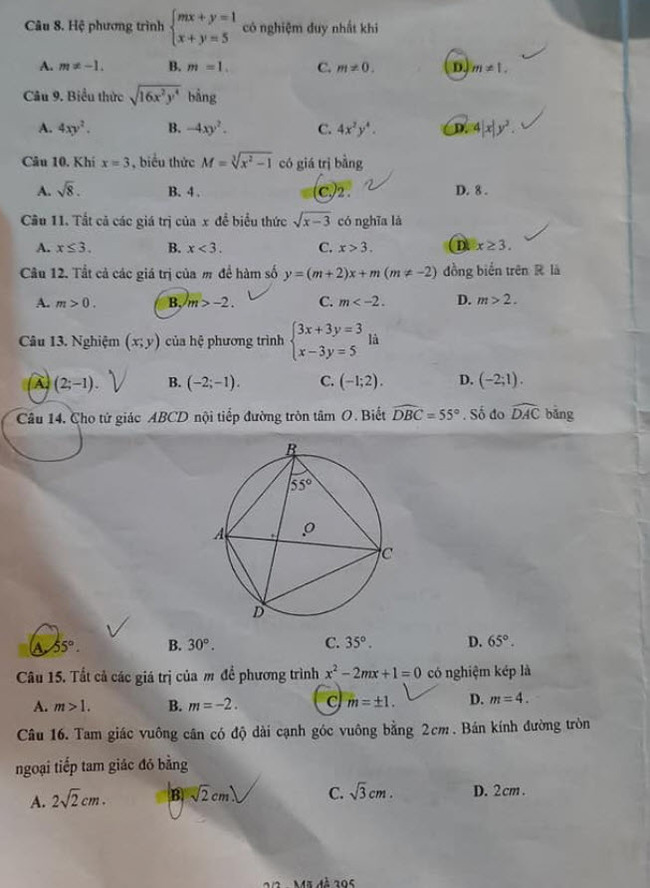 Đề thi tuyển sinh lớp 10 môn Toán Bắc Ninh 2021