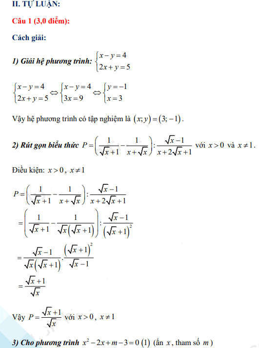 Đáp án đề thi tuyển sinh lớp 10 môn Bắc Giang 2021