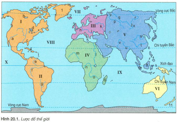 Hình 20.1 lược đồ thế giới