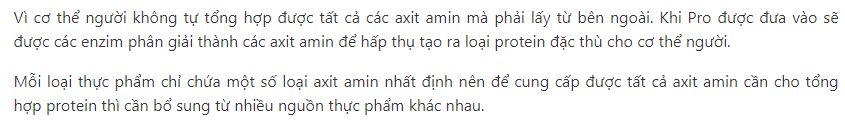 Tại sao chúng ta lại cần ăn protein từ các nguồn thực phẩm khác nhau?