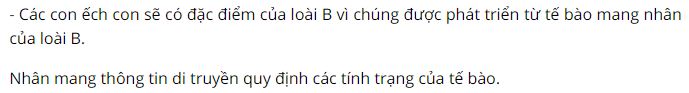 Thí nghiệm này có thể chứng minh được điều gì về nhân tế bào?