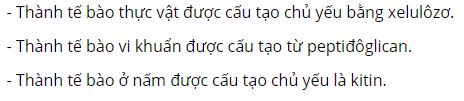 Phân biệt thành tế bào thực vật với thành tế bào của vi khuẩn và nấm
