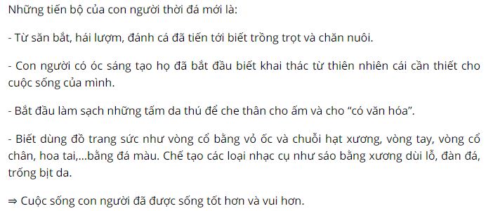 Những tiến bộ trong đời sống con người thời đá mới