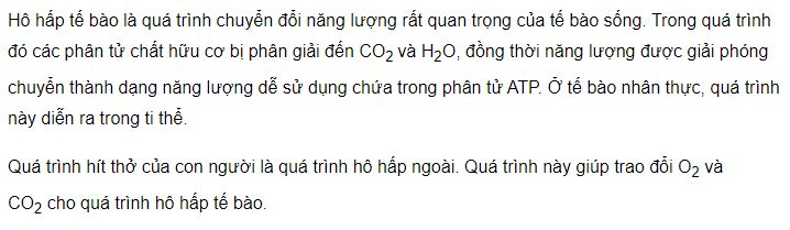 Thế nào là hô hấp tế bào?