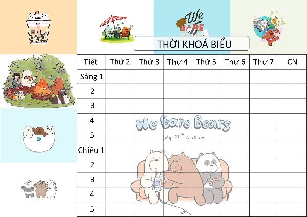 Mẫu thời khóa biểu