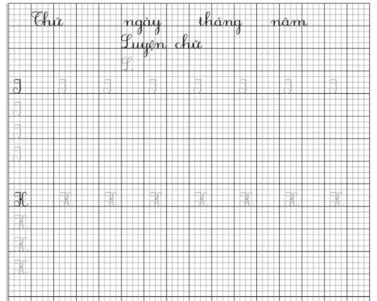 Mẫu vở luyện chữ hoa và 1 ly đẹp