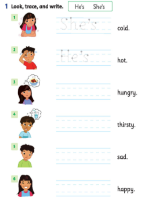 Giải Tiếng Anh lớp 2 Unit 2: He’s happy! - Lesson 6 SBT