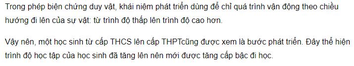 Một học sinh chuyển cấp từ THCS lên cấp THPT có được coi là bước phát triển không?